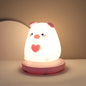 Adorable Animal Silicone LED Night Light - 3 Brightness Levels, USB Rechargeable, Touch Control(Love Pig)
