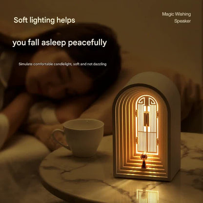 Magic Wishing Door LED Night Light & Bluetooth Speaker - Stepless Dimming, USB-C Rechargeable(pink)