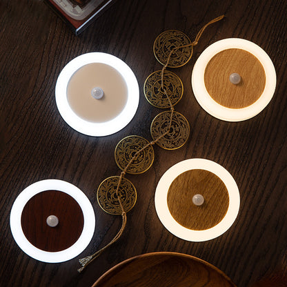 Smart Motion Sensor LED Night Light - USB Rechargeable, Magnetic Mount, 2 Light Temperatures(Yellow-brown wood grain)