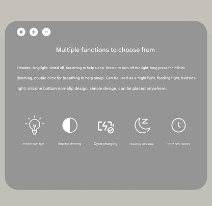 Cylindrical LED Night Light with Timer & Stepless Dimming - USB-C Rechargeable, 1200mAh Battery(white)