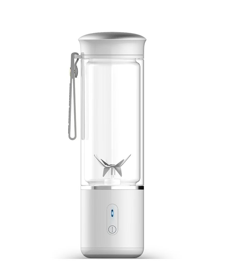 Portable Electric Juicer Blender - 450ml Glass Cup, 6-Blade, 20000RPM, USB Rechargeable(white)