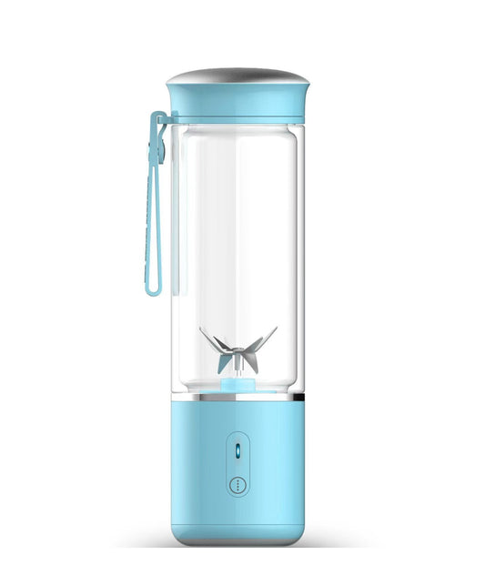 Portable Electric Juicer Blender - 450ml Glass Cup, 6-Blade, 20000RPM, USB Rechargeable(Light blue)
