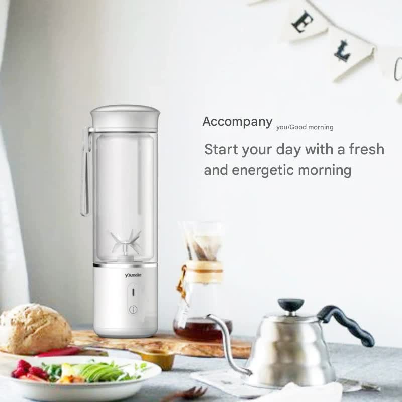 Portable Electric Juicer Blender - 450ml Glass Cup, 6-Blade, 20000RPM, USB Rechargeable(Green)