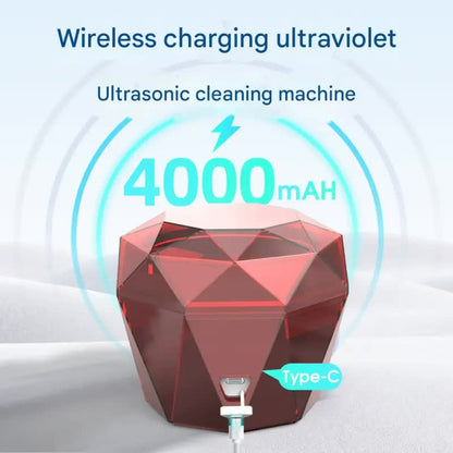 Portable Ultrasonic Cleaner with UV Sterilization - 45kHz, 2 Modes, 180ml, 4000mAh Rechargeable(White)