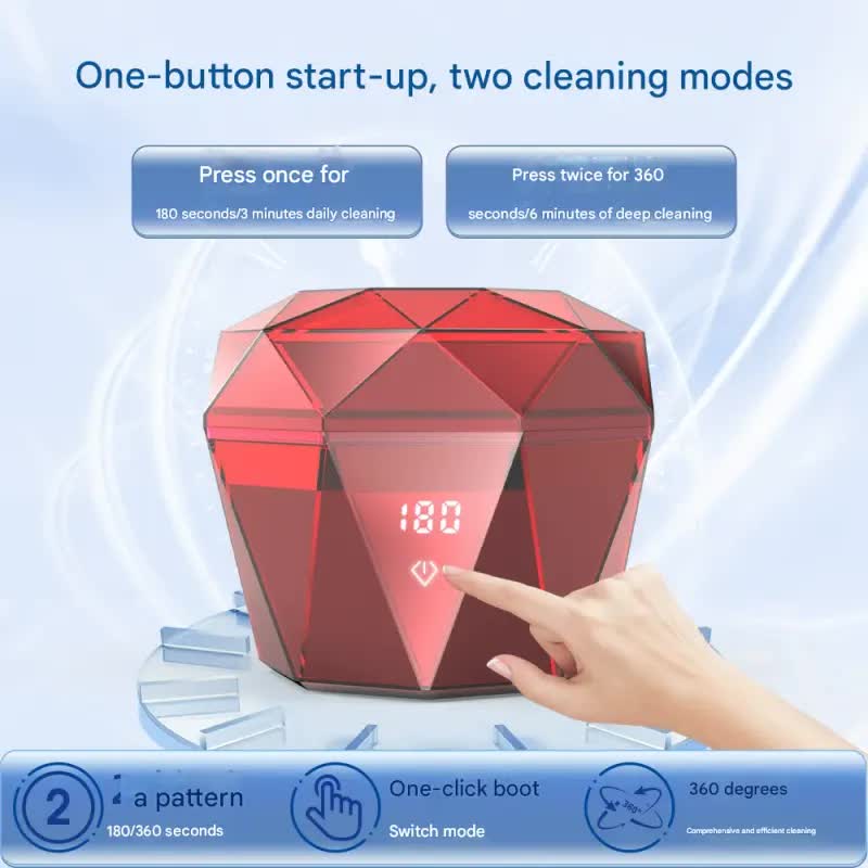 Portable Ultrasonic Cleaner with UV Sterilization - 45kHz, 2 Modes, 180ml, 4000mAh Rechargeable(White)