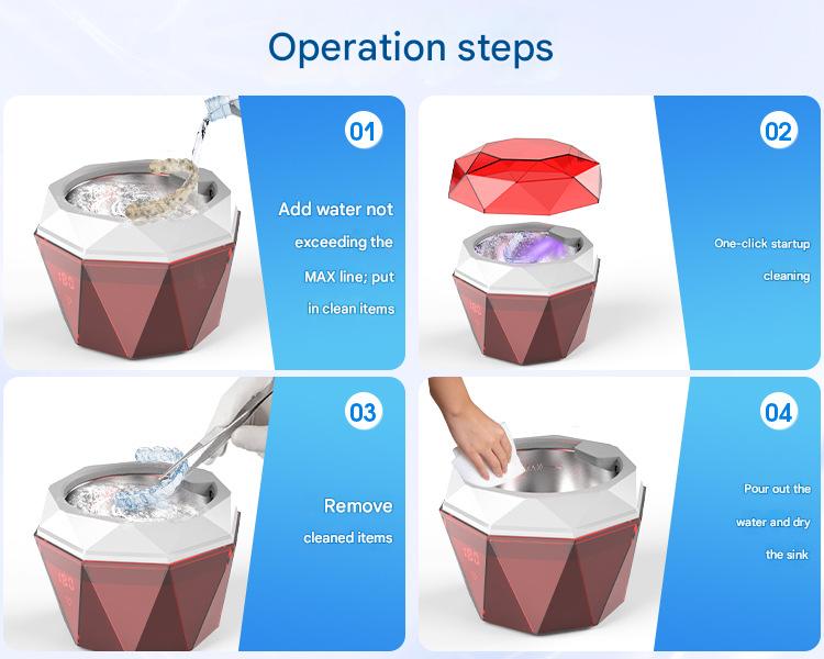 Portable Ultrasonic Cleaner with UV Sterilization - 45kHz, 2 Modes, 180ml, 4000mAh Rechargeable(White)