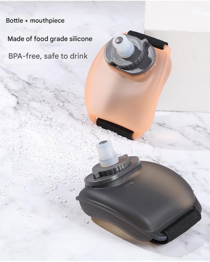 Wearable Sports Wrist Water Bottle - 200ml BPA-Free Silicone Flask with Adjustable Strap & Bite Valve(Orange)