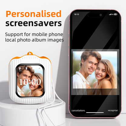 Smart Touch Wireless Headset with MP3 Player & Display - Caller ID, App Control, ENC Noise Reduction(Black Orange)