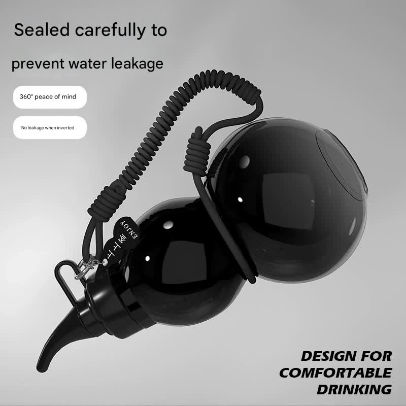 Unique Gourd-Shaped Sports Water Bottle - 800ml Tritan Material, Leakproof with Carry Strap(gold)