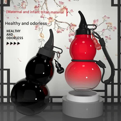 Unique Gourd-Shaped Sports Water Bottle - 800ml Tritan Material, Leakproof with Carry Strap(gold)