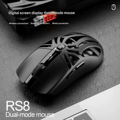 Tri-Mode Wireless Gaming Mouse - 1KHz Polling, 10000 DPI, Digital Display, Lightweight 73g(Purple)