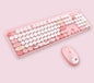Hello Bear" Wireless Keyboard and Mouse Combo - 2.4G Retro Round Keycaps(pink)"