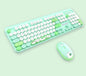 Hello Bear" Wireless Keyboard and Mouse Combo - 2.4G Retro Round Keycaps(Green)"