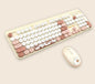 Hello Bear" Wireless Keyboard and Mouse Combo - 2.4G Retro Round Keycaps(Milk tea)"