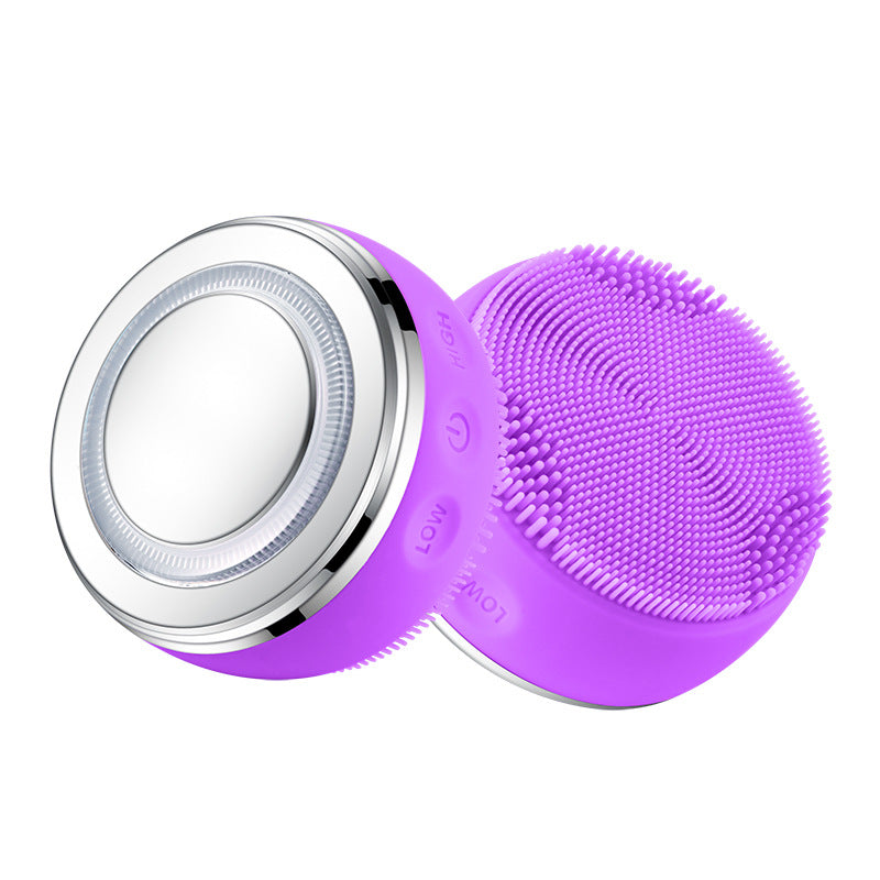 Multi-Spectrum LED Facial Cleansing & Massaging Device with Heat, Vibration & EMS(Purple)