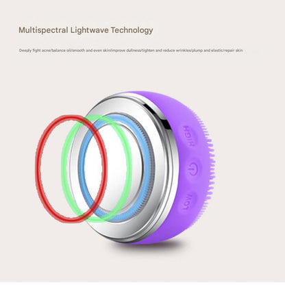 Multi-Spectrum LED Facial Cleansing & Massaging Device with Heat, Vibration & EMS(Purple)