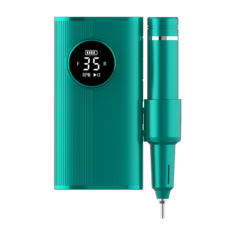 Professional Electric Nail Drill Machine Kit - 35 Levels (35000RPM), LED Display, Rechargeable with Power Bank Function & Multiple Bits(green)