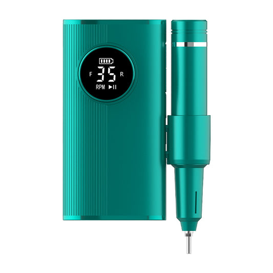 Professional Electric Nail Drill Machine Kit - 35 Levels (35000RPM), LED Display, Rechargeable with Power Bank Function & Multiple Bits(green)