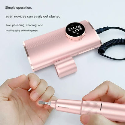 Professional Electric Nail Drill Machine Kit - 35 Levels (35000RPM), LED Display, Rechargeable with Power Bank Function & Multiple Bits(green)