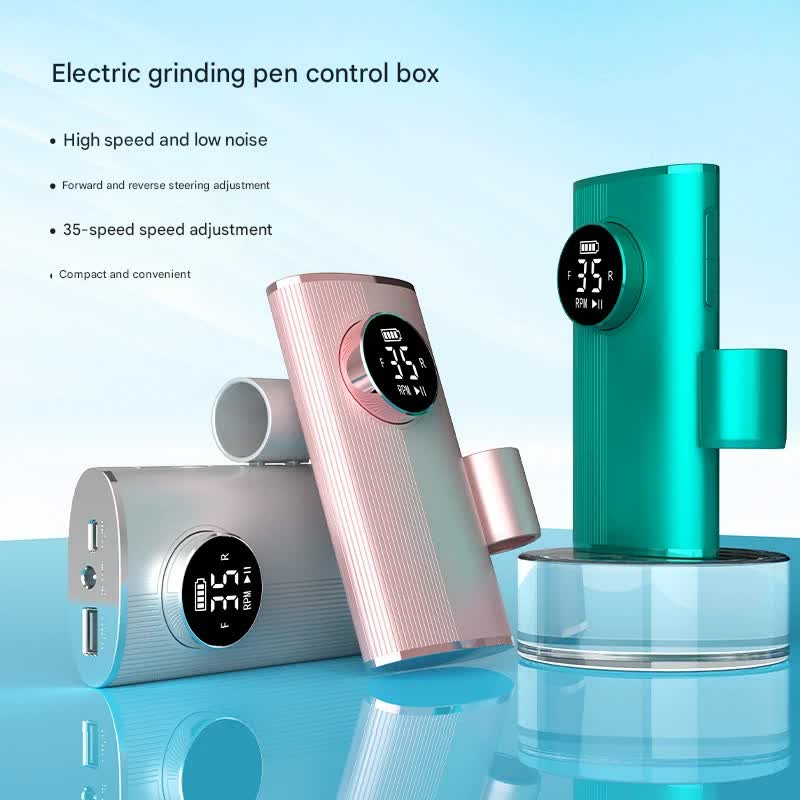 Professional Electric Nail Drill Machine Kit - 35 Levels (35000RPM), LED Display, Rechargeable with Power Bank Function & Multiple Bits(green)