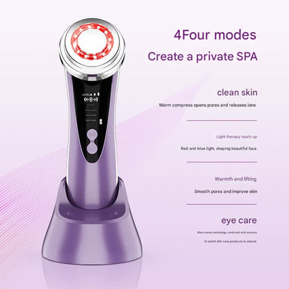 4-in-1 Facial Beauty Device - LED Light Therapy, Warm Lifting, Ion Cleansing & Eye Care(pink)