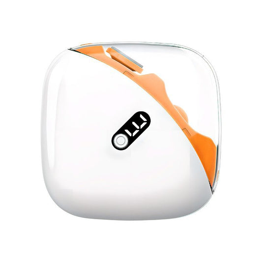 2-in-1 Electric Nail Clipper & Grinder - Low Noise (45dB), Type-C Rechargeable, LED Light, Safe for Family Use(white orange)