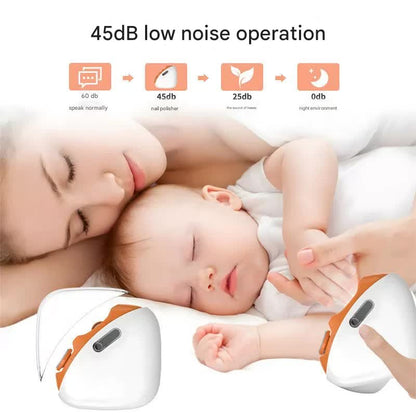 2-in-1 Electric Nail Clipper & Grinder - Low Noise (45dB), Type-C Rechargeable, LED Light, Safe for Family Use(white orange)