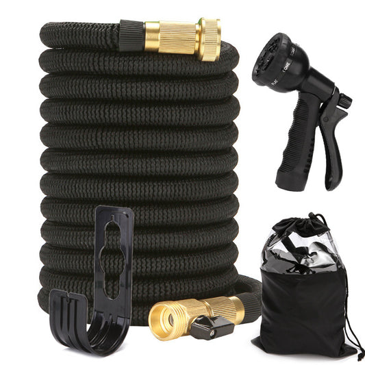 Lightweight and Durable High-Pressure Expandable Garden Hose Kit - 100ft with Multifunctional Nozzle and Convenient Storage!
