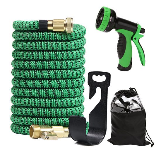 Lightweight and Durable High-Pressure Expandable Garden Hose - 25ft Green with Brass Connectors