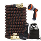 Lightweight and Durable High-Pressure Expandable Garden Hose Kit - 50ft Black and Orange with Spray Nozzle and Storage
