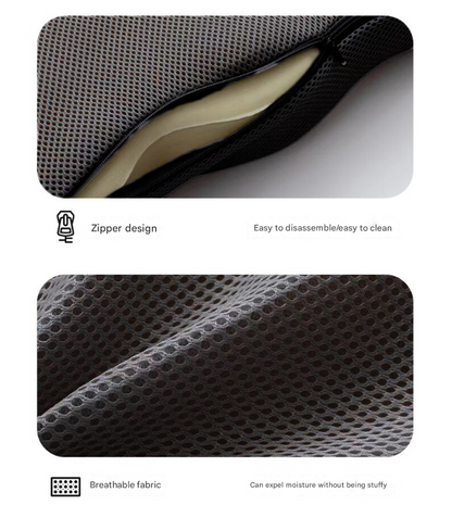 Grey Ergonomic U-Shaped Memory Foam Seat Cushion - Coccyx Relief & Posture Support with Breathable Cover