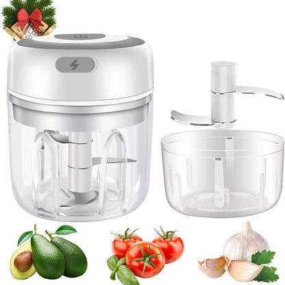 Pink Compact Cordless Electric Mini Food Chopper Set - USB Rechargeable Garlic Masher & Veggie Dicer (100ml & 250ml)