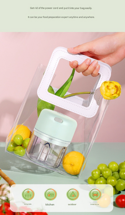 Pink Compact Cordless Electric Mini Food Chopper Set - USB Rechargeable Garlic Masher & Veggie Dicer (100ml & 250ml)