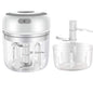 White Compact Cordless Electric Mini Food Chopper Set - USB Rechargeable Garlic Masher & Veggie Dicer (100ml & 250ml)