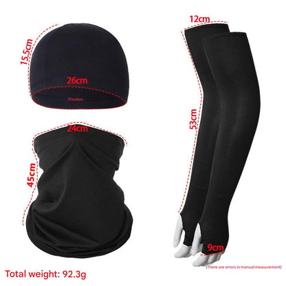 2 Sets Red And Grey Camouflage Cooling UV Protection Set - 2 Skull Cap, 2 Neck Gaiter & 4 Arm Sleeves for Outdoor Sports