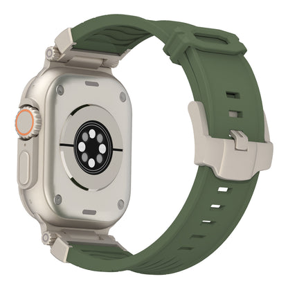 Orange Rugged Tactical Silicone Strap for Apple Watch Ultra & Series - Heavy-Duty Metal Clasp