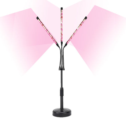 Black Adjustable 3-Head LED Grow Light - Full Spectrum Desktop Plant Lamp with Telescopic Stand, USB Powered for Indoor Seedlings & Flowers