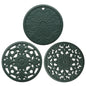 Elegant Floral Silicone Trivet Mat Set (3-Pack, Dark Green) - Heat Resistant, Non-Slip Kitchen Hot Pads & Pot Holders