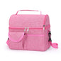 2 Pcs Pink Premium Double Layer Insulated Lunch Bag - 8.4L Thermal Cooler Tote with Shoulder Strap