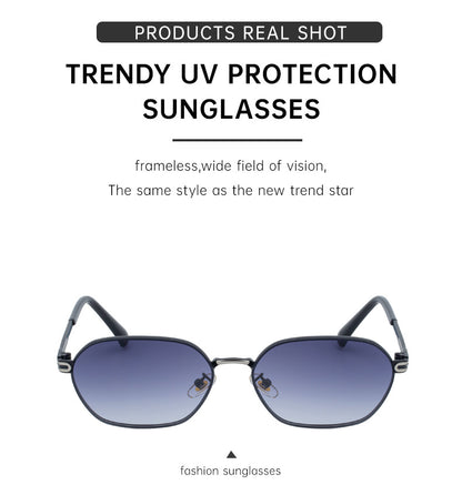 Purple Gradient Lenses Chic Oval Sunglasses for Women - UV400 Protection Lightweight Metal Frame, Comfortable Design
