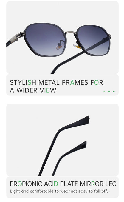 Purple Gradient Lenses Chic Oval Sunglasses for Women - UV400 Protection Lightweight Metal Frame, Comfortable Design