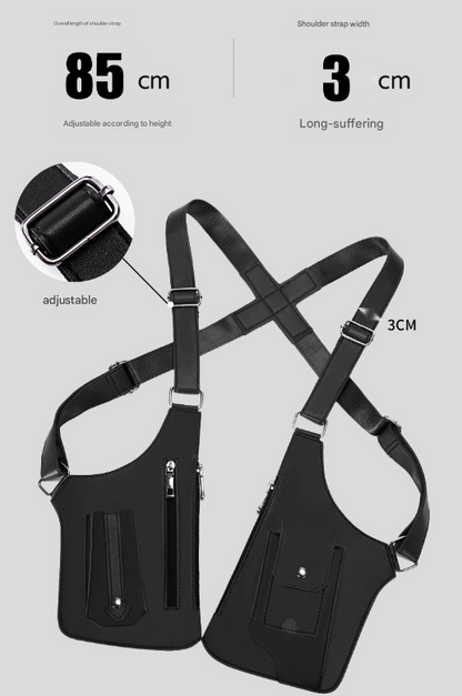 Brown Urban Tactical Anti-Theft Shoulder Holster Bag - Secure Multi-Pocket Chest Rig for Men