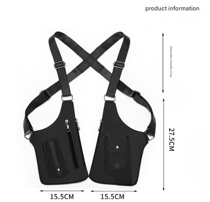 Brown Urban Tactical Anti-Theft Shoulder Holster Bag - Secure Multi-Pocket Chest Rig for Men