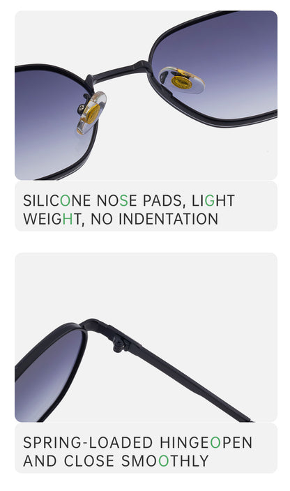 Blue Lenses Chic Oval Sunglasses for Women - UV400 Protection Lightweight Metal Frame, Comfortable Design