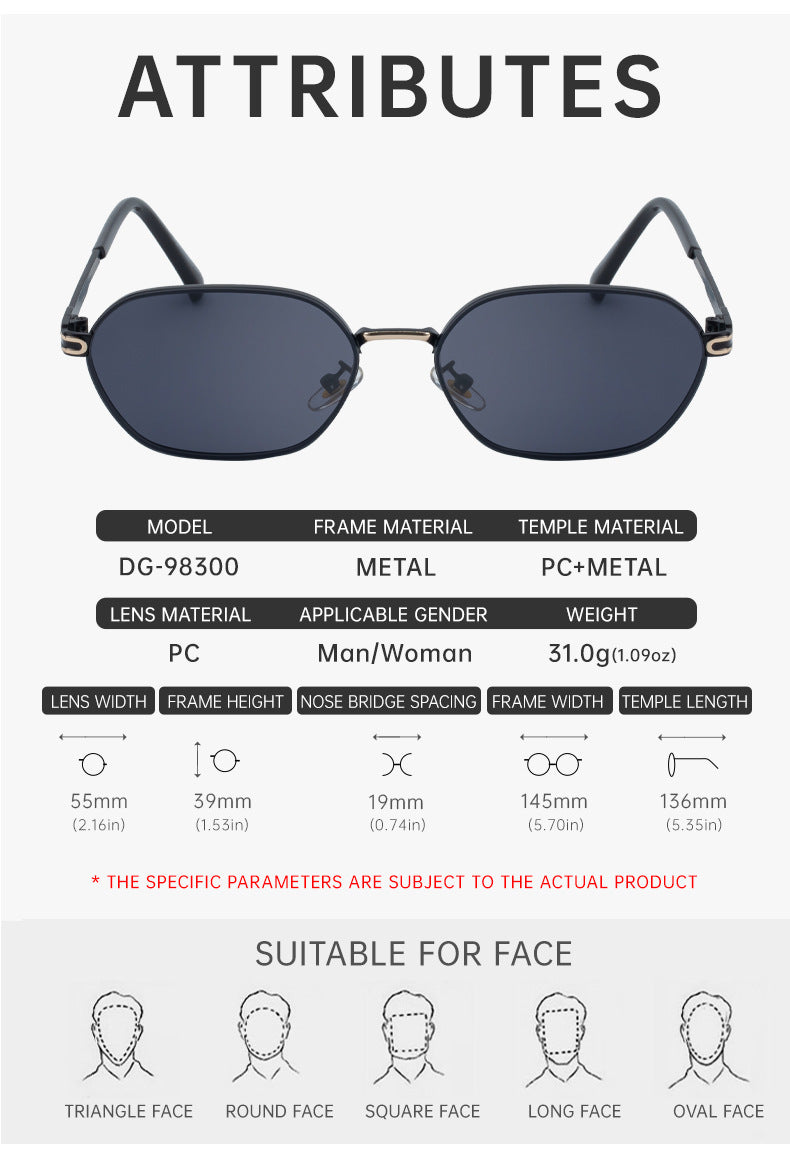 Blue Lenses Chic Oval Sunglasses for Women - UV400 Protection Lightweight Metal Frame, Comfortable Design