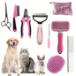 Pink Professional 9-Piece Pet Grooming Kit - DeShedding Brushes, Nail Clippers, Combs & Scissors Set for Dogs, Cats & Rabbits with Storage Bag