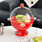 Red Whimsical Covered Fruit Bowl with Flip Lid & Drainer - Cute Design Snack & Candy Dish for Living Room