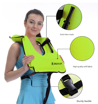 Orange Adult Inflatable Snorkel Vest - Lightweight Buoyancy Aid for Swimming & Water Sports?