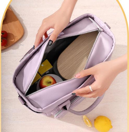 Black Chic Insulated Lunch Tote Bag - 11L Large Capacity Cooler for Work, Picnic & Travel - Durable Oxford Fabric