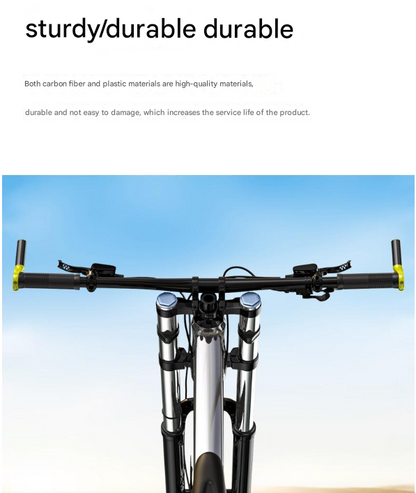 Black and Light Green Ultralight Carbon Fiber Bicycle Bar Ends - Ergonomic Anti-Slip Grips for MTB & Hybrid Bikes (22.2mm)